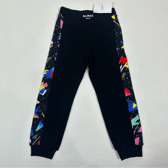 Balmain Kid's Unisex Graffiti Pop Logo Black Jogger Sweatpants NWT $430 - Picture 4 of 9